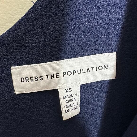 DRESS THE POPULATION Sandra Mermaid Gown Midnight Navy Blue {C52} - Picture 9 of 11